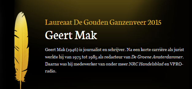 Gouden Ganzenveer voor Geert Mak